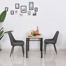PU Leather Set Of 2 Quilted PU Leather Dining Chairs w/Metal Frame 4 Legs Foot Caps Home Seating Modern Stylish Executive Dark Grey