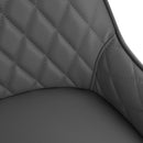 PU Leather Set Of 2 Quilted PU Leather Dining Chairs w/Metal Frame 4 Legs Foot Caps Home Seating Modern Stylish Executive Dark Grey