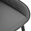 PU Leather Set Of 2 Quilted PU Leather Dining Chairs w/Metal Frame 4 Legs Foot Caps Home Seating Modern Stylish Executive Dark Grey
