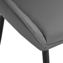 PU Leather Set Of 2 Quilted PU Leather Dining Chairs w/Metal Frame 4 Legs Foot Caps Home Seating Modern Stylish Executive Dark Grey