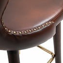 PU Leather Upholstered Set-of-2 Bar Chairs - Brown