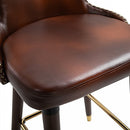 PU Leather Upholstered Set-of-2 Bar Chairs - Brown