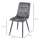 Flannelette Tufted Twin-Pair Dining Chairs Grey