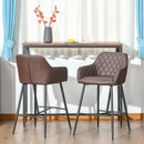 industrial Style Bar Chairs Set of 2 with Footrest Solid Frame PU Upholstery, Brown