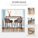 industrial Style Bar Chairs Set of 2 with Footrest Solid Frame PU Upholstery, Brown