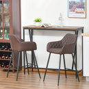 industrial Style Bar Chairs Set of 2 with Footrest Solid Frame PU Upholstery, Brown