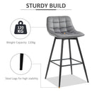 HOMCOM Set of 2 Bar Stools Velvet-Touch Dining Chairs - Grey