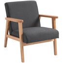 Linen Fabric Accent Dining Chair with Rubber Wood Legs and Sponge Padded Cushion, for Living Room, Dining Room,Study, Dorm, Dark Grey Study