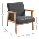Linen Fabric Accent Dining Chair with Rubber Wood Legs and Sponge Padded Cushion, for Living Room, Dining Room,Study, Dorm, Dark Grey Study
