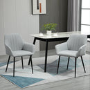 HOMCOM Dining Chairs Linen Fabric Accent Chairs Metal Legs, Set of 2 Light Grey