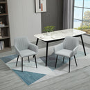 HOMCOM Dining Chairs Linen Fabric Accent Chairs Metal Legs, Set of 2 Light Grey