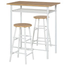 HOMCOM 3 Piece Bar Height Dining Furniture Set with 1 Table and 2 Matching Chairs with Metal Frame Footrest and Storage Shelf, for Kitchen, Dining Room, Pub, Cafe