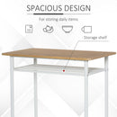 HOMCOM 3 Piece Bar Height Dining Furniture Set with 1 Table and 2 Matching Chairs with Metal Frame Footrest and Storage Shelf, for Kitchen, Dining Room, Pub, Cafe