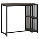Industrial Steel Tube Dining Height Bar Table with 2-Tier Storage Shelf, Pub Desk with Adjustable Foot Pad for Living Room, Kitchen, Bedroom, Cafe, Restaurant and