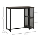 Industrial Steel Tube Dining Height Bar Table with 2-Tier Storage Shelf, Pub Desk with Adjustable Foot Pad for Living Room, Kitchen, Bedroom, Cafe, Restaurant and