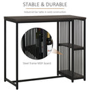Industrial Steel Tube Dining Height Bar Table with 2-Tier Storage Shelf, Pub Desk with Adjustable Foot Pad for Living Room, Kitchen, Bedroom, Cafe, Restaurant and