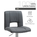 Modern Linen Fabric Bar stool Armless Adjustable Height with Swivel Seat, Set of 2 Height