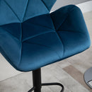 Set Of 2 Luxurious Velvet - Touch Kitchen Bar Stools w/ Metal Frame Footrest Base Blue