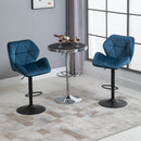 Set Of 2 Luxurious Velvet - Touch Kitchen Bar Stools w/ Metal Frame Footrest Base Blue