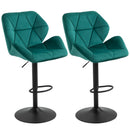 Set Of 2 Luxurious Velvet - Touch Kitchen Bar Stools w/ Metal Frame Footrest Base Green