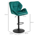 Set Of 2 Luxurious Velvet - Touch Kitchen Bar Stools w/ Metal Frame Footrest Base Green