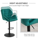 Set Of 2 Luxurious Velvet - Touch Kitchen Bar Stools w/ Metal Frame Footrest Base Green