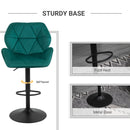 Set Of 2 Luxurious Velvet - Touch Kitchen Bar Stools w/ Metal Frame Footrest Base Green