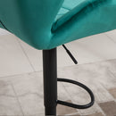 Set Of 2 Luxurious Velvet - Touch Kitchen Bar Stools w/ Metal Frame Footrest Base Green