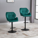 Set Of 2 Luxurious Velvet - Touch Kitchen Bar Stools w/ Metal Frame Footrest Base Green