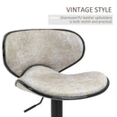 PU Leather Padded Bar Stools Adjustable Height Bar Chairs Swivel Stools Set Grey