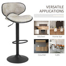 PU Leather Padded Bar Stools Adjustable Height Bar Chairs Swivel Stools Set Grey