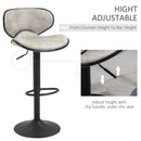 PU Leather Padded Bar Stools Adjustable Height Bar Chairs Swivel Stools Set Grey