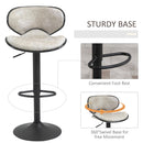 PU Leather Padded Bar Stools Adjustable Height Bar Chairs Swivel Stools Set Grey