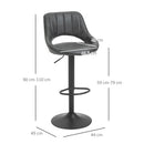 Barstools Set of 2 Adjustable - Grey