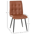 Set of 2 Tufted Dining Chairs Upholstered High Back PU Leather Seat for Kitchen Living Room with Metal Legs, Brown Legs