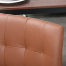 Set of 2 Tufted Dining Chairs Upholstered High Back PU Leather Seat for Kitchen Living Room with Metal Legs, Brown Legs