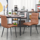 Set of 2 Tufted Dining Chairs Upholstered High Back PU Leather Seat for Kitchen Living Room with Metal Legs, Brown Legs