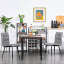 Set of 2 Tufted Dining Chairs Upholstered High Back PU Leather Seat for Kitchen Living Room with Metal Legs, Grey Legs