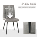 Set of 2 Tufted Dining Chairs Upholstered High Back PU Leather Seat for Kitchen Living Room with Metal Legs, Grey Legs