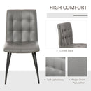 Set of 2 Tufted Dining Chairs Upholstered High Back PU Leather Seat for Kitchen Living Room with Metal Legs, Grey Legs