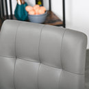 Set of 2 Tufted Dining Chairs Upholstered High Back PU Leather Seat for Kitchen Living Room with Metal Legs, Grey Legs