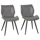 Set of 2 Contrast Stitched PU Leather Racing-Style Dining Chairs Accent Seat w/ Steel Legs Ergonomic Back Padding Home Living Room Grey