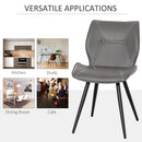 Set of 2 Contrast Stitched PU Leather Racing-Style Dining Chairs Accent Seat w/ Steel Legs Ergonomic Back Padding Home Living Room Grey