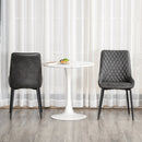 Retro Dining Chair Set of 2, PU Leather Upholstered Side Chairs for Kitchen Living Room with Metal Legs, Grey Legs