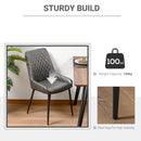 Retro Dining Chair Set of 2, PU Leather Upholstered Side Chairs for Kitchen Living Room with Metal Legs, Grey Legs