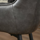 Retro Dining Chair Set of 2, PU Leather Upholstered Side Chairs for Kitchen Living Room with Metal Legs, Grey Legs