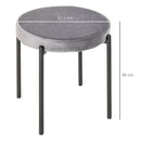 Backless Stackable Dining Stools Velvet-Touch Fabric Upholstered Round Chair with Steel Legs, Set of 4, Grey 4