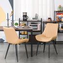 Mid Century Dining Chairs Set of 2, PU Leather Upholstered Side Chairs Seat for Kitchen Living Room with Metal Legs, Beige 2 Legs