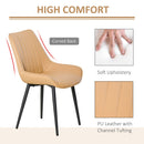 Mid Century Dining Chairs Set of 2, PU Leather Upholstered Side Chairs Seat for Kitchen Living Room with Metal Legs, Beige 2 Legs