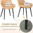 Mid Century Dining Chairs Set of 2, PU Leather Upholstered Side Chairs Seat for Kitchen Living Room with Metal Legs, Beige 2 Legs